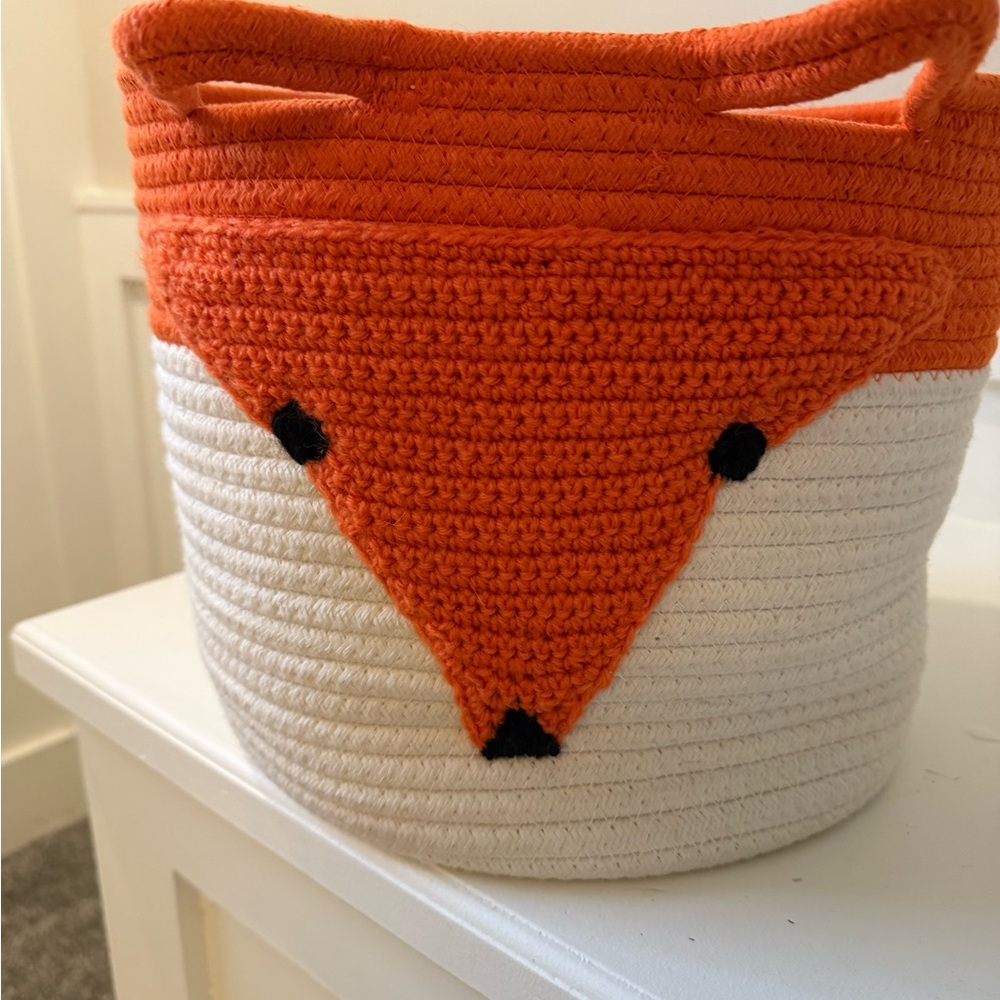 Orange and White Fox Storage Basket